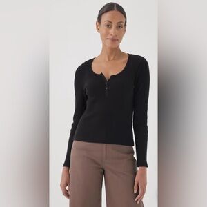 Pact Favorite Ribbed Henley Long sleeve Black organic cotton size medium NWOT